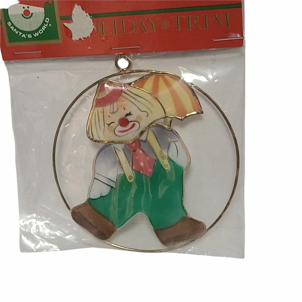 Kurt S. Adler‎ Vintage Ornament Clown Umbrella Hand Crafted Metal Holiday Trim